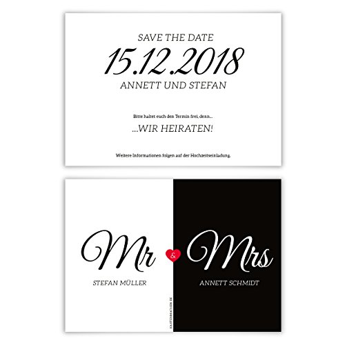 20 x Hochzeit Save the Date Karten Hochzeitskarten individuell - Mr. & Mrs. 20 x Hochzeit Save the Date Karten Hochzeitskarten individuell - Mr. & Mrs. von Kartenmachen.de