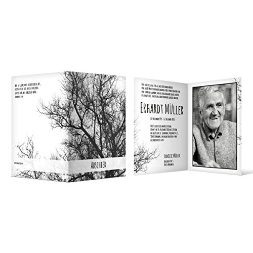 20 x Trauerkarten individuell Text Foto Klappkarte Trauer Beerdigung - Baum der Erinnerung von Kartenmachen.de
