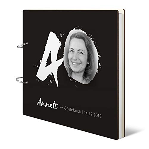 40 Jahre Runder Geburtstag Gästebuch inkl. Buchdeckel individuell gedruckt Foto und Text, quadratisch 215x215mm Ringbuch inkl. 72 Blatt / 144 Naturpapier Innenseiten - "Fotokleckse" Motiv 40 Jahre Runder Geburtstag Gästebuch inkl. Buchdeckel individuell gedruckt Foto und Text, quadratisch 215x215mm Ringbuch inkl. 72 Blatt / 144 Naturpapier Innenseiten - "Fotokleckse" Motiv von Kartenmachen.de