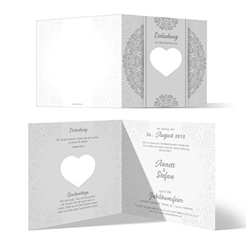 40 x Lasergeschnitten Hochzeitseinladungen Silberhochzeit silberne Hochzeit Einladung individuell - Herzensangelegenheit von Kartenmachen.de