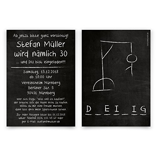 Einladungskarten runder Geburtstag 30 Jahre Geburtstagseinladungen - Galgenmännchen Einladungskarten runder Geburtstag 30 Jahre Geburtstagseinladungen - Galgenmännchen von Kartenmachen.de