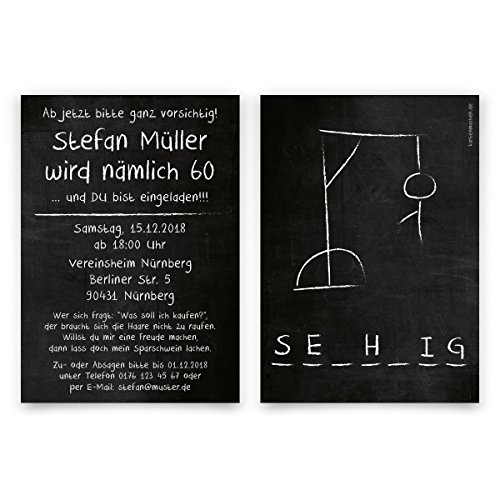 Einladungskarten runder Geburtstag 60 Jahre Geburtstagseinladungen - Galgenmännchen Einladungskarten runder Geburtstag 60 Jahre Geburtstagseinladungen - Galgenmännchen von Kartenmachen.de