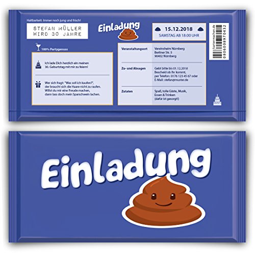 Einladungskarten zum Geburtstag (10 Stück) lila Schokolade Motiv von Kartenmachen.de