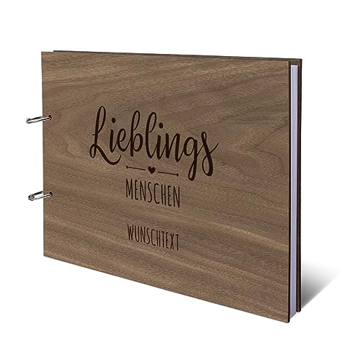 Hochzeit Geburtstag Nussbaum Amerikanisch Ringbuch mit individueller Lasergravur Holzcover 72 Blatt | 144 Seiten DIN A4 quer - Lieblingsmensch Hochzeit Geburtstag Nussbaum Amerikanisch Ringbuch mit individueller Lasergravur Holzcover 72 Blatt | 144 Seiten DIN A4 quer - Lieblingsmensch von Kartenmachen.de