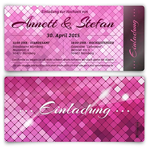 Hochzeitseinladungen (30 Stück) Glamour in Pink Glanz elegant edel VIP Einladungen UV-Lack von Kartenmachen.de