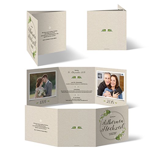 Kartenmachen.de 30 x Hochzeitseinladungen Silberhochzeit silberne Hochzeit Einladung individuell - Altsilber von Kartenmachen.de