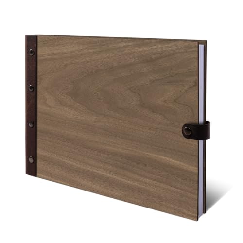 Kartenmachen.de Gästebuch echtes Holz DIN A4 Buch ohne Gravur - Blanko - mit 72 Blatt / 144 Seiten Naturpapier Weiß von Kartenmachen.de