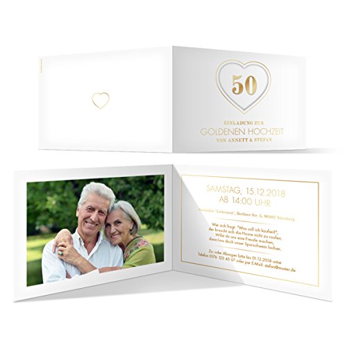 Kartenmachen.de Goldene Hochzeit Einladungskarten Hochzeitseinladungen Einladungen 50 Jahre - Jubiläums-Herz Kartenmachen.de Goldene Hochzeit Einladungskarten Hochzeitseinladungen Einladungen 50 Jahre - Jubiläums-Herz von Kartenmachen.de