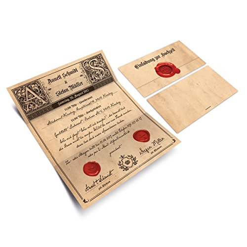 Kartenmachen.de Personalisierte Hochzeitseinladungen ab 10 Stück als Siegelbrief selbst gestalten inkl. Aufkleber im Hingucker Wickelfalz Sonderformat von Kartenmachen.de