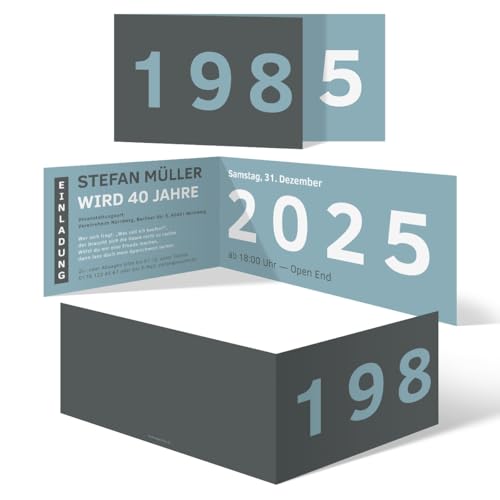 Kartenmachen.de Personalisierte Runder Geburtstag 40 Jahre Einladungskarten ab 10 bis 100 Stück - Jahrzehnt Sprung Kartenmachen.de Personalisierte Runder Geburtstag 40 Jahre Einladungskarten ab 10 bis 100 Stück - Jahrzehnt Sprung von Kartenmachen.de