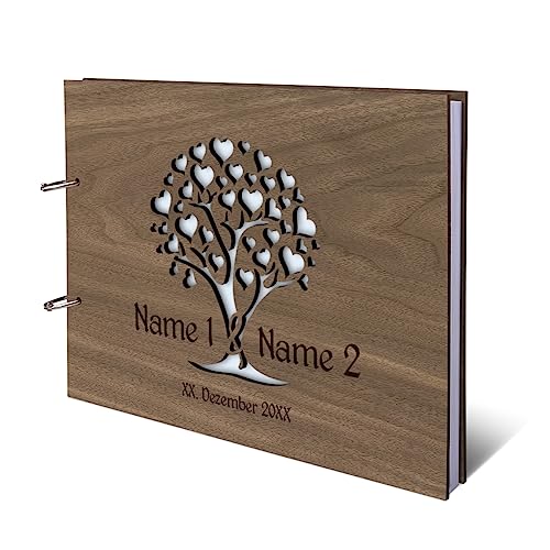 Kartenmachen.de Personalisiertes Hochzeit Gästebuch echtes Holz DIN A4 Hochzeitsbuch mit Lasergravur - Herzbaum - mit 72 Blatt / 144 Seiten Naturpapier Weiß Kartenmachen.de Personalisiertes Hochzeit Gästebuch echtes Holz DIN A4 Hochzeitsbuch mit Lasergravur - Herzbaum - mit 72 Blatt / 144 Seiten Naturpapier Weiß von Kartenmachen.de