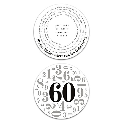 Kartenmachen.de Runde Geburtstag Einladungskarten 60 Jahre Geburtstagseinladungen - Zahlencollage Kartenmachen.de Runde Geburtstag Einladungskarten 60 Jahre Geburtstagseinladungen - Zahlencollage von Kartenmachen.de