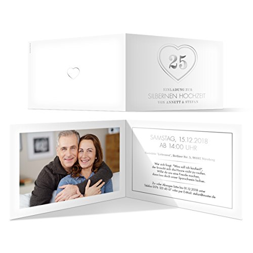 Kartenmachen.de Silberne Hochzeit Einladungskarten Hochzeitseinladungen Einladungen 25 Jahre - Jubiläums-Herz Kartenmachen.de Silberne Hochzeit Einladungskarten Hochzeitseinladungen Einladungen 25 Jahre - Jubiläums-Herz von Kartenmachen.de