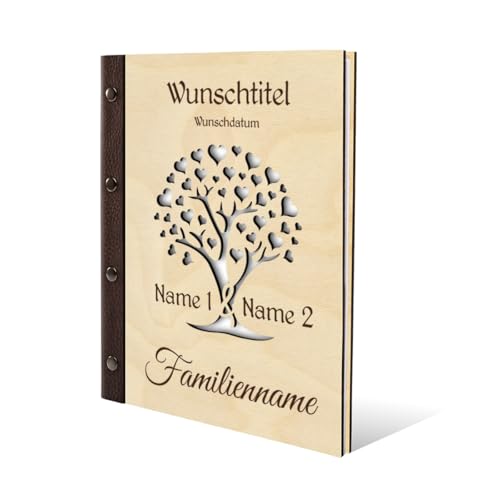 Kartenmachen.de Stammbuch Birkensperrholz Gravur individuell Holzcover lasergeschnitten mit Echtleder Rücken und Extras Stammbuchformat hoch 175 x 220 mm - Herzbaum Kartenmachen.de Stammbuch Birkensperrholz Gravur individuell Holzcover lasergeschnitten mit Echtleder Rücken und Extras Stammbuchformat hoch 175 x 220 mm - Herzbaum von Kartenmachen.de