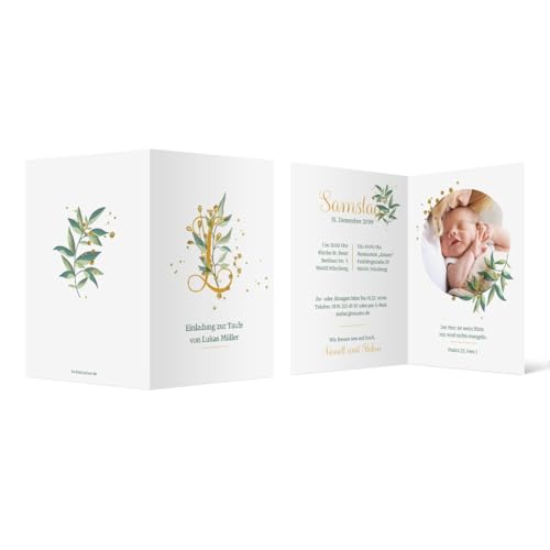 Personalisierte Einladungskarten Taufe Taufeinladungen Klappkarte A6 individuell - Goldenes Wachstum Personalisierte Einladungskarten Taufe Taufeinladungen Klappkarte A6 individuell - Goldenes Wachstum von Kartenmachen.de