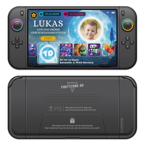 Personalisierte Foto Kindergeburtstag Einladungskarten im witzigen "Gaming Handheld" Motiv, DIN Lang, abgerundete Ecken, 300g/qm Kartonpapier, Umschläge optional Personalisierte Foto Kindergeburtstag Einladungskarten im witzigen "Gaming Handheld" Motiv, DIN Lang, abgerundete Ecken, 300g/qm Kartonpapier, Umschläge optional von Kartenmachen.de