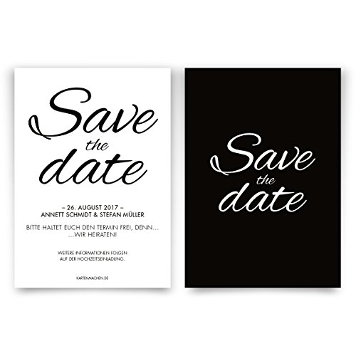 Save the Date Karten zur Hochzeit (20 Stück) - Schwarz-Weiß - Hochzeitskarten von Kartenmachen.de