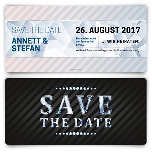 Save the Date Karten zur Hochzeit (40 Stück) - VIP Diamant Blau - Hochzeitskarten von Kartenmachen.de