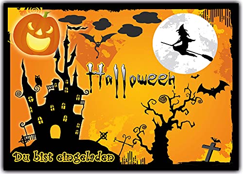 Kartenuniversum Halloween Einladung zur Halloweenparty Einladungskarten Grusel-Party Horror-Party Geburtstag Sarg Kindergeburtstag Kinder (Schloß) von Kartenuniversum