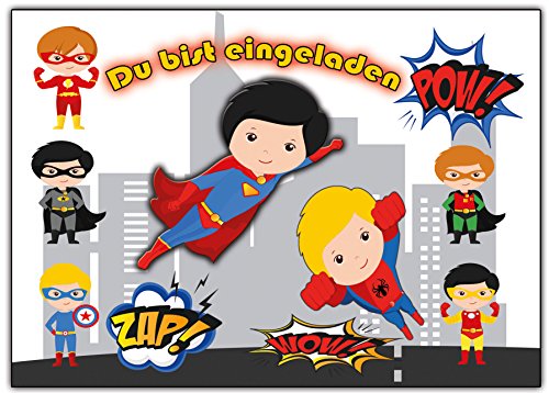 Kartenversand24 Superhelden Einladungskarten für Jungen und Mädchen, 12 Stück, DIN A6, Multicolor, Cartoon, Superhelden, Glatt, Karte, Einladungskarte, Geburtstag Kartenversand24 Superhelden Einladungskarten für Jungen und Mädchen, 12 Stück, DIN A6, Multicolor, Cartoon, Superhelden, Glatt, Karte, Einladungskarte, Geburtstag von Kartenversand24