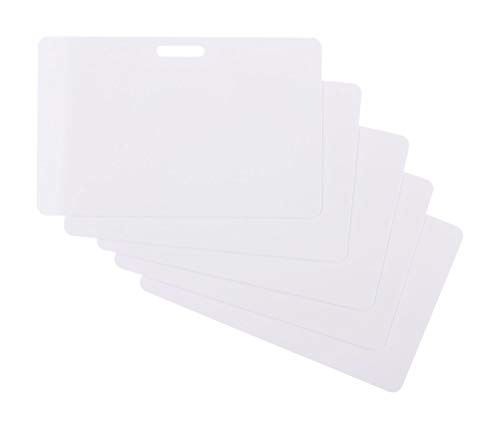 10 x Karteo® Blanko Plastikkarten Karten weiß horizontal quer mit Stanzung Loch Lochung Langloch für Schlüsselbänder Ketten und Clips von Karteo