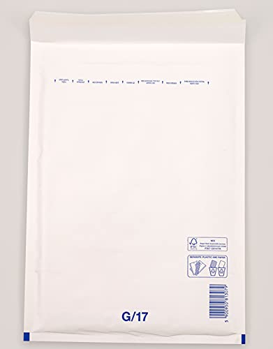 100 Stück Luftpolsterumschläge Luftpolstertaschen Versandtaschen Gr. G7 / DIN A4+/C4 (250 x 350 mm außen) Farbe weiß von Kartondealer