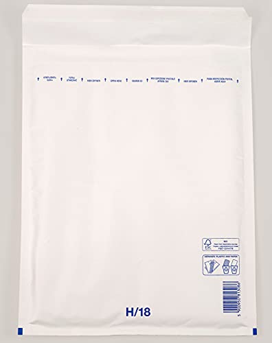 100 Stück Luftpolsterumschläge Luftpolstertaschen Versandtaschen Gr. H8 / DIN B4 (290 x 370 mm außen) Farbe weiß von Kartondealer