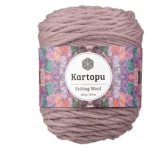 Filzwolle 100gr Knaul,uni+Color,100m Lauflänge, 100% Schurwolle, Mengen und Farbe frei wählbar (altrosa 1710) von Kartopu