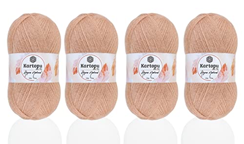 Kartopu Angora-Strickseil aus natürlicher Wolle, 4 Knäuel, 100 g, dickes Winter-Strickgarn (helle Haut 841) von Kartopu