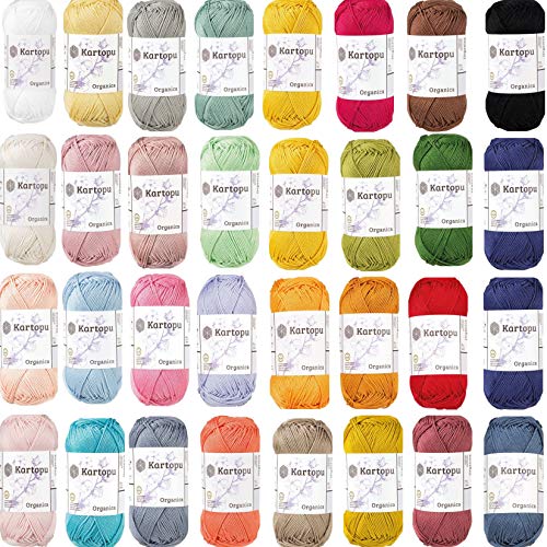 Kartopu Kartopu Color Pack 32 x 50g 1.600g Baumwollgarn Häkelgarn aus 100er Baumwolle zum Stricken und Häkeln, Öko-Tex zertifiziert von Kartopu