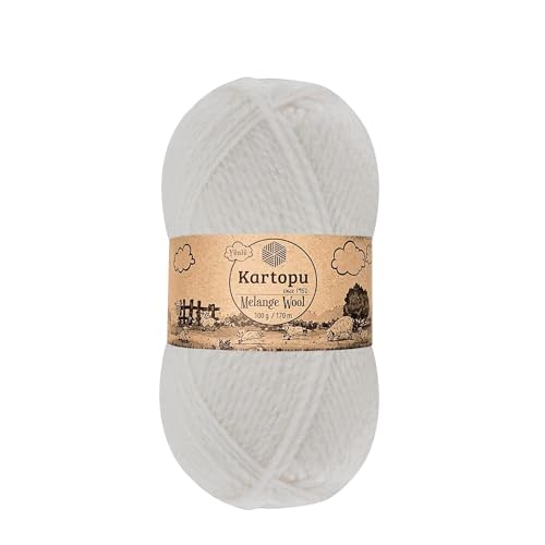 Kartopu Wolle, Handstrickgarn (4 Knäuel), je Knäuel (100 g), sehr weich und verleiht Ihren Strickstücken ein erstaunliches wolliges Gefühl (weiß) von Kartopu