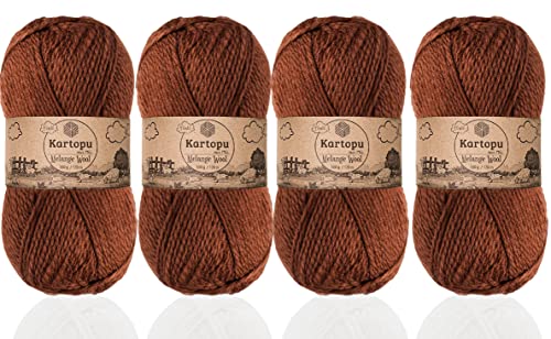Kartopu Melange-Wolle, Wollstrickseil (4 Knäuel) pro Knäuel (Knäuel) 100 g. Es ist sehr weich und verleiht Ihren Strickstücken ein erstaunliches wolliges Gefühl (Bitter Coffee 1892) von Kartopu