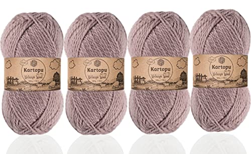 Kartopu Melange-Wolle, Wollstrickseil (4 Knäuel) je Knäuel (Knäuel) 100 g. Es ist sehr weich und verleiht Ihren Strickstücken ein erstaunliches wolliges Gefühl (Dark Rose 713) von Kartopu