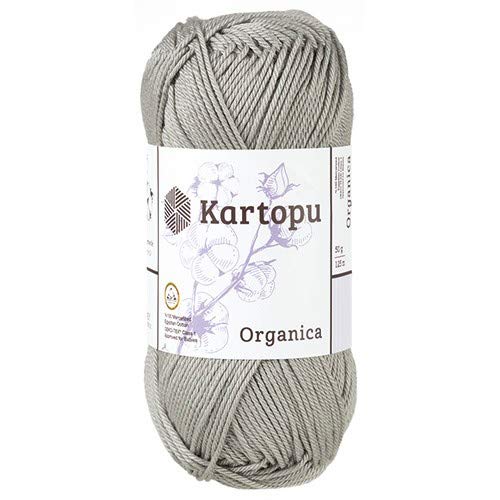Kartopu Organica 50gr Knaul- Baumwollgarn, – Häkelgarn aus feinster ägyptische Baumwolle (Grundpreis 4,90 für 100gr) (1920 hellgrau) von Kartopu