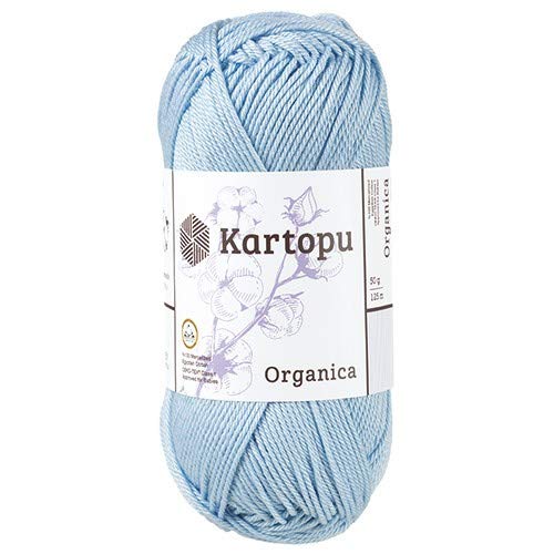 Kartopu Organica 50gr Knaul- Baumwollgarn, – Häkelgarn aus feinster ägyptische Baumwolle (Grundpreis 4,90 für 100gr) (544 hellblau) von Kartopu