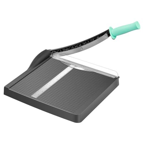 Hebelschneider Papierschneider Manuell Schneidemaschine mit Sicherheitsschutz und Klingenverriegelung, A4 Papierschneidemaschine für Foto, Papier, Pappe, Papier Cutter Kapazität 16 Blatt, Grau von Kasadin