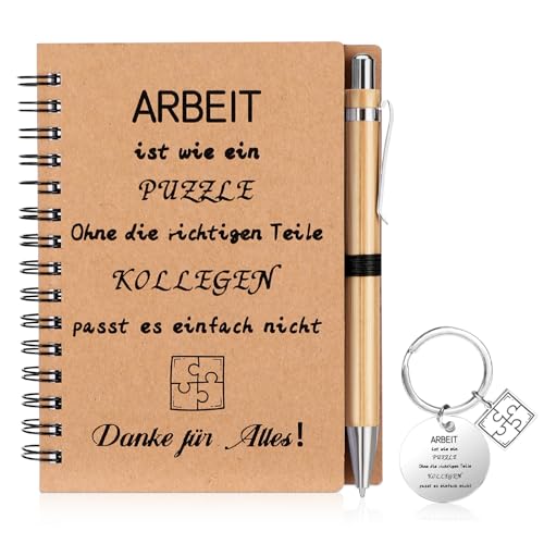 Kasanni Dankeschön Geschenke, Abschiedsgeschenk Kollegen, Kleine Geschenke für Kollegen, A6 Spiralblock Danke, Inklusive Notizbuch, Schlüsselanhänger und Kugelschreiber Beste Kollegen Geschenk von Kasanni