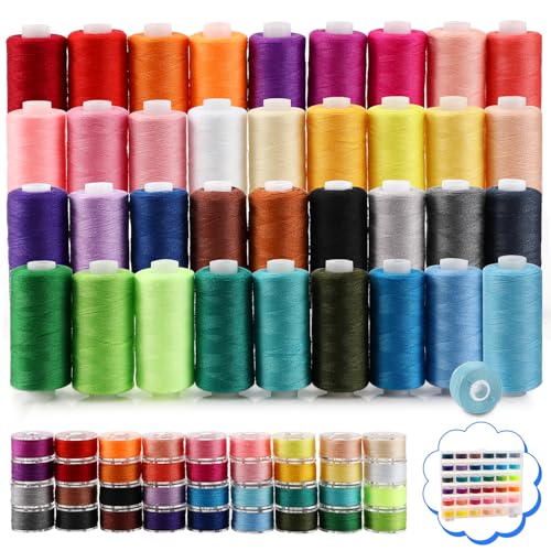 NäHgarn Set NäHmaschinengarn 400 Yard 36 Farben NäHgarn FüR NäHmaschine Und 36 Unterfadenspulen Verschiedene Beliebte Und Standardfarben Aus Polyester FüR Overlock-NäHmaschinen NäHset Grundausstattung NäHgarn Set NäHmaschinengarn 400 Yard 36 Farben NäHgarn FüR NäHmaschine Und 36 Unterfadenspulen Verschiedene Beliebte Und Standardfarben Aus Polyester FüR Overlock-NäHmaschinen NäHset Grundausstattung von Kasanni
