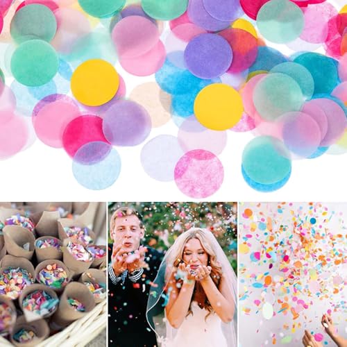 Kaseryao 10000 Stück Buntes Konfetti für Hochzeit, Kindergeburtstag, Rund, 3x5x1 cm von Kaseryao