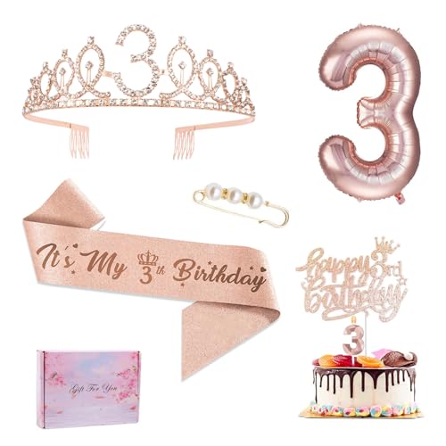 3. Geburtstag Mädchen Deko, Geschenk 3 Geburtstag Mädchen, 3. Geburtstagskrone und Schärpe, Geburtstags 3 Jahre Mädchene Tortendeko 3. Geburtstag Mädchen Deko, Geschenk 3 Geburtstag Mädchen, 3. Geburtstagskrone und Schärpe, Geburtstags 3 Jahre Mädchene Tortendeko von Kaseryao