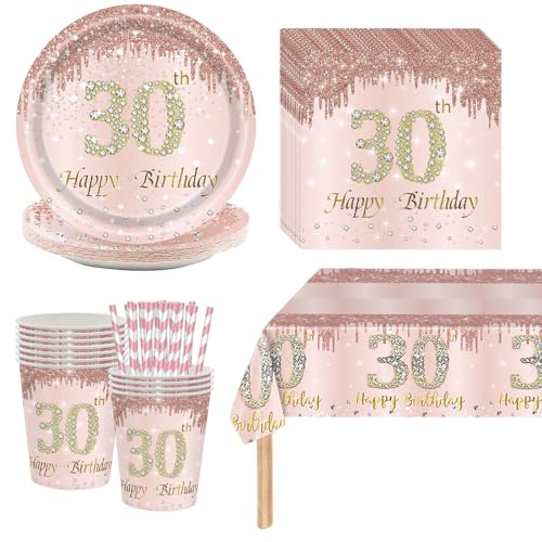 30. Geburtstag Deko Partygeschirr Pappteller Geburtstag Rosa, 30. Geburtstagsdeko Pappgeschirr Partyzubehör für 16 Personen 30. Geburtstag Deko Partygeschirr Pappteller Geburtstag Rosa, 30. Geburtstagsdeko Pappgeschirr Partyzubehör für 16 Personen von Kaseryao