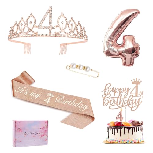 4. Geburtstag Mädchen Deko, Geschenk 4 Geburtstag Mädchen, 4. Geburtstagskrone und Schärpe, Geburtstags 4 Jahre Mädchene Tortendeko 4. Geburtstag Mädchen Deko, Geschenk 4 Geburtstag Mädchen, 4. Geburtstagskrone und Schärpe, Geburtstags 4 Jahre Mädchene Tortendeko von Kaseryao