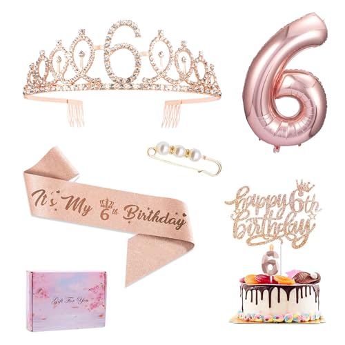 6. Geburtstag Mädchen Deko, Geschenk 6 Geburtstag Mädchen, 6. Geburtstagskrone und Schärpe, Geburtstags 6 Jahre Mädchene Tortendeko, Geburtstagsdeko Mädchens 6 Jahre 6. Geburtstag Mädchen Deko, Geschenk 6 Geburtstag Mädchen, 6. Geburtstagskrone und Schärpe, Geburtstags 6 Jahre Mädchene Tortendeko, Geburtstagsdeko Mädchens 6 Jahre von Kaseryao