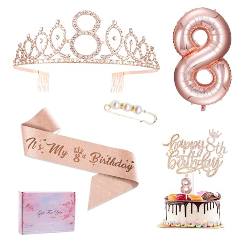 8. Geburtstag Mädchen Deko, Geschenk 8 Geburtstag Mädchen, 8. Geburtstagskrone und Schärpe, Geburtstags 8 Jahre Mädchene Tortendeko, Geburtstagsdeko Mädchens 8 Jahre 8. Geburtstag Mädchen Deko, Geschenk 8 Geburtstag Mädchen, 8. Geburtstagskrone und Schärpe, Geburtstags 8 Jahre Mädchene Tortendeko, Geburtstagsdeko Mädchens 8 Jahre von Kaseryao