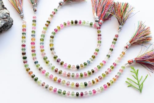 Kashish Gems & Jewels 20,3 cm große, glatte Rondelle-Perlen, natürlicher Edelstein, Zentrierbohrer, Strang, mehrere Turmalin-Perlen, 5 x 4 bis 5 x 3 mm von Kashish Gems & Jewels