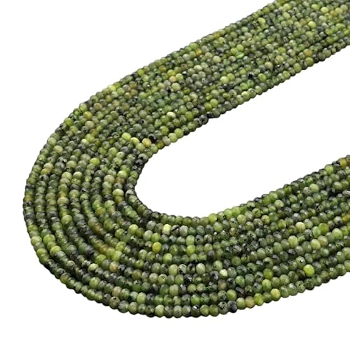 Natürliche kanadische Jade, 4 mm, Rondelle-Perlen, facettierter, mikrogrüner Jade-Edelstein, 40,6 cm von Kashish Gems & Jewels