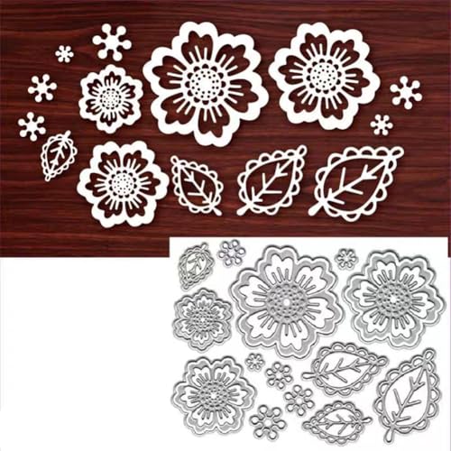 3D-Rosen-Metall-Stanzformen, Hochzeits-Blätter, Stanzschablonen für Bastelarbeiten, Scrapbooking, Alben, dekorative Prägepapier-Stanzformen für Kartenherstellung (Blume A) von Kashoer