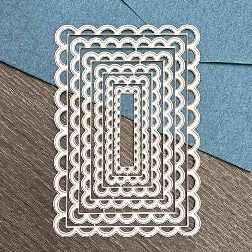 Stanzschablonen mit rechteckigem Rahmen, genähte Jakobsmuschel-Metall-Stanzformen, Schablonen, DIY, geätzte Stanzformen, Basteln, Papierkarten, Scrapbooking, Prägung (Stil B) von Kashoer