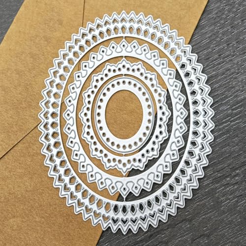 Stanzschablonen mit rechteckigem Rahmen, genähte Jakobsmuschel-Metall-Stanzformen, Schablonen, DIY, geätzte Stanzformen, Basteln, Papierkarten, Scrapbooking, Prägung (oval A) von Kashoer