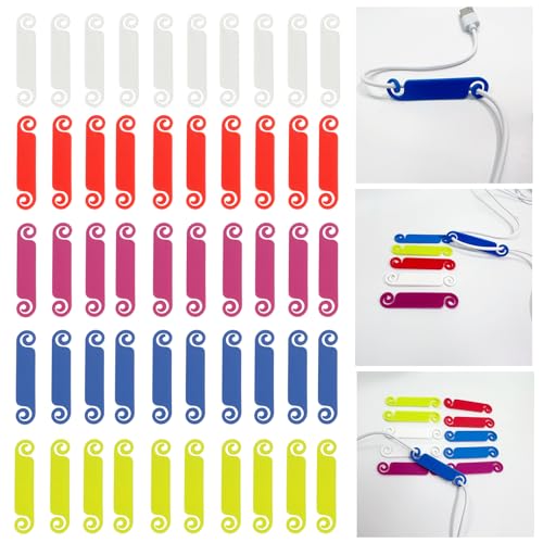 50 Stück Kabeletiketten Mehrfarbige, Kabel Beschriftung Wiederverwendbar, Beschreibbare Kabelbeschriftung, Silikon Kabeletikett, Kabelkennzeichnung Wasserdicht, Drahtetiketten für Kabel-Management von Kaslaider